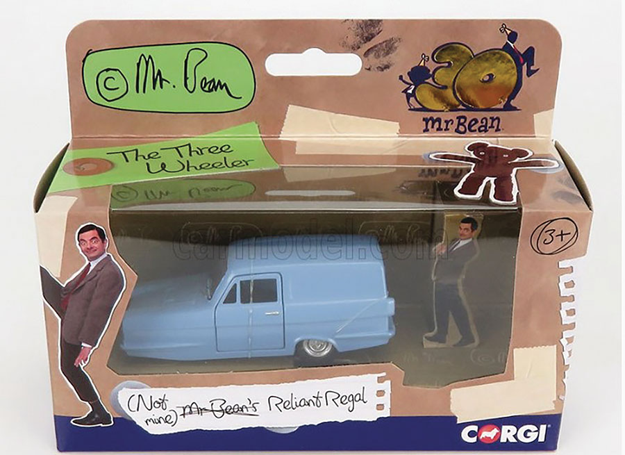 Mr Bean Reliant Regal (Blue) 1/36 Scale Corgi Die-Cast