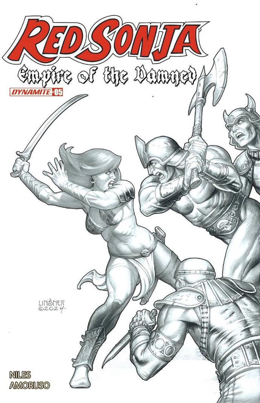 Red Sonja Empire Of The Damned #5 Cover G Incentive Joseph Michael Linsner Line Art Cover