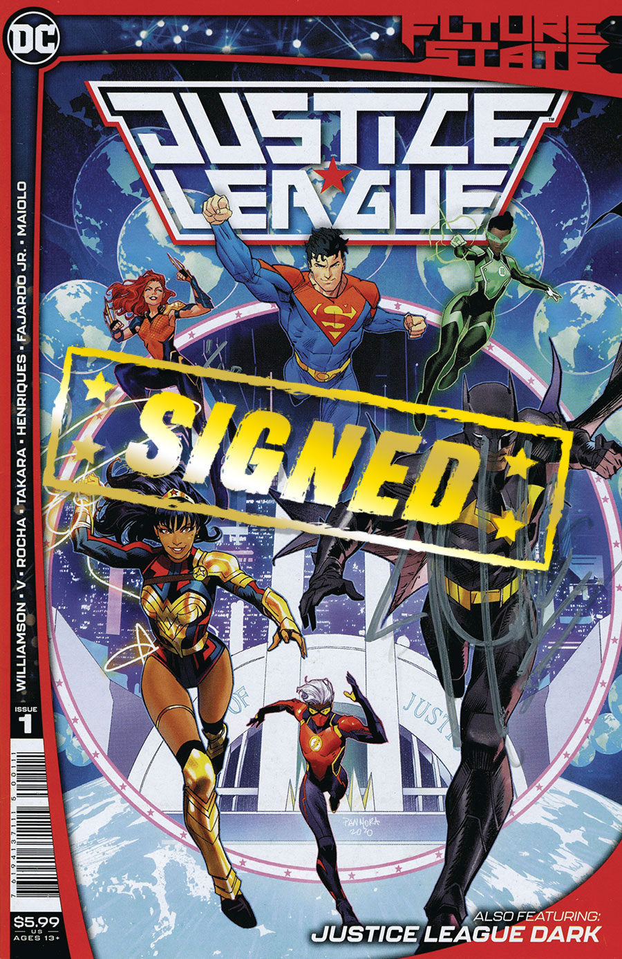 Future State Justice League #1 Cover F DF Silver Signature Series Signed By Joshua Williamson