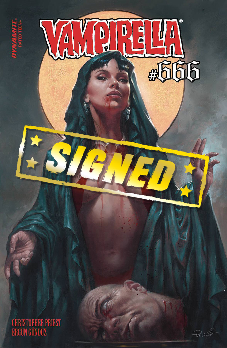 Vampirella Vol 8 #666 Cover V Dynamite Com Exclusive Lucio Parrillo Foil Variant Cover Signed By Christopher Priest