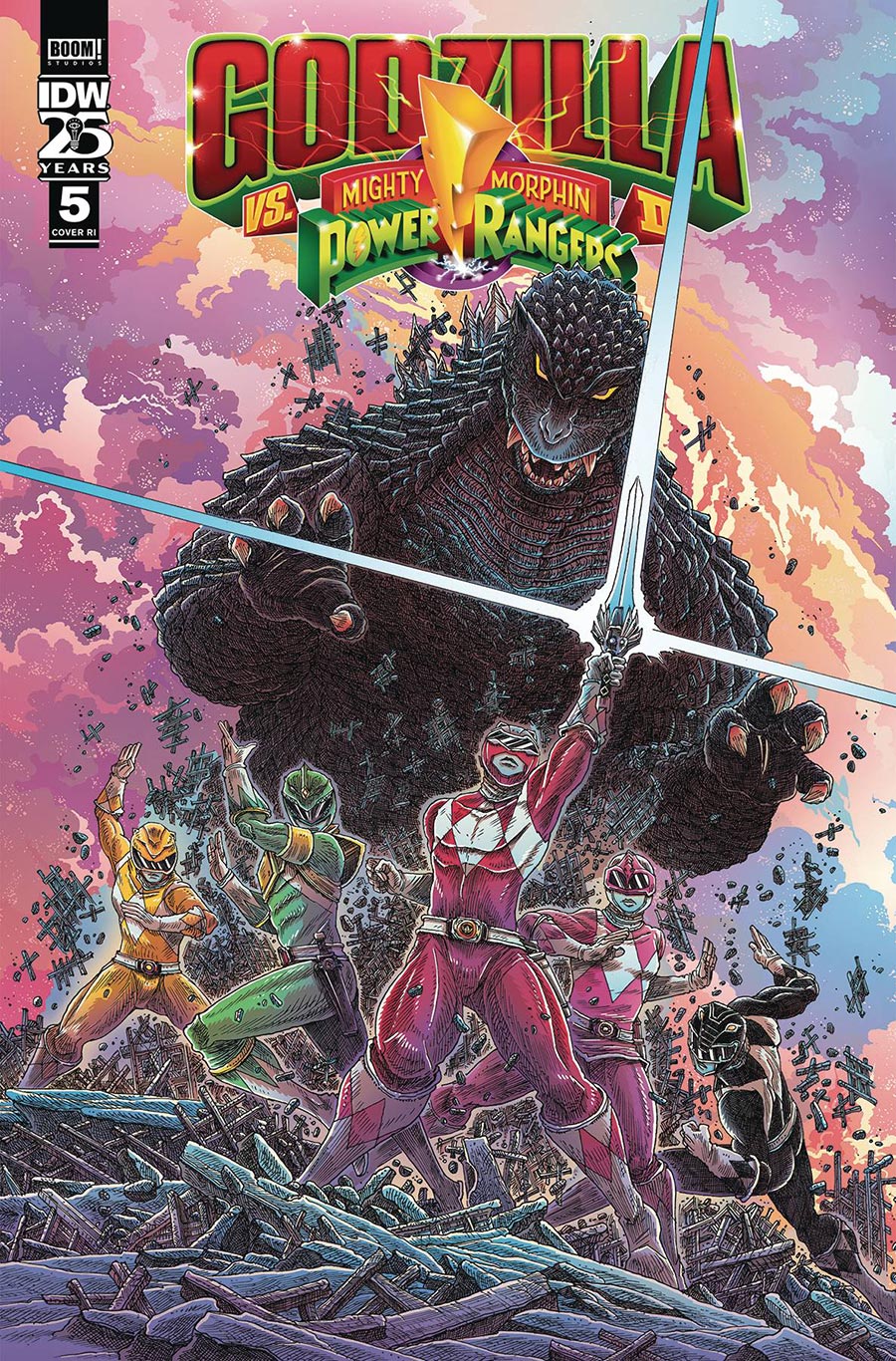 Godzilla vs Mighty Morphin Power Rangers II #5 Cover C Incentive James Stokoe Variant Cover