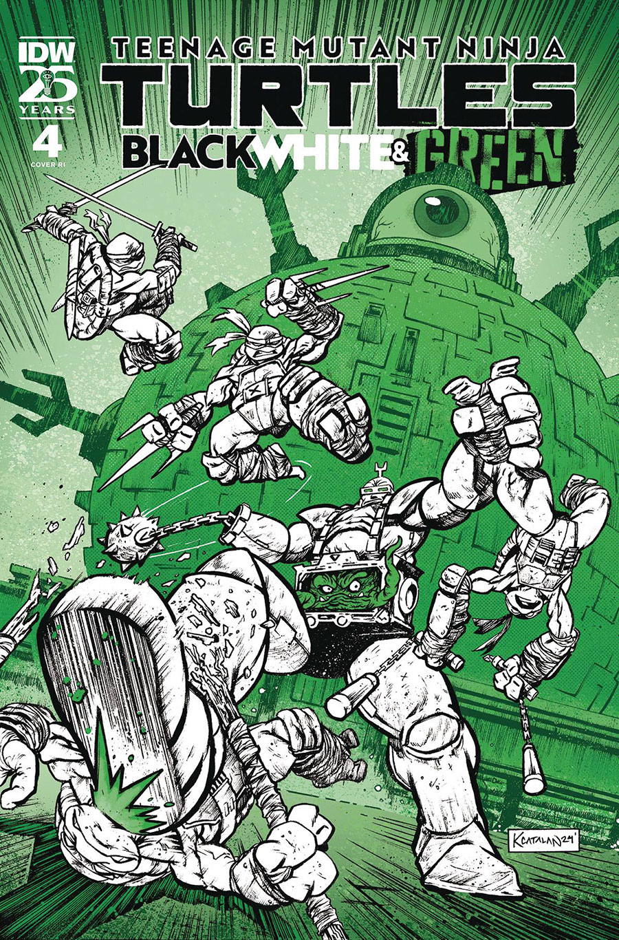 Teenage Mutant Ninja Turtles Black White & Green #4 Cover C Incentive Kevin Anthony Catalan Foil Variant Cover