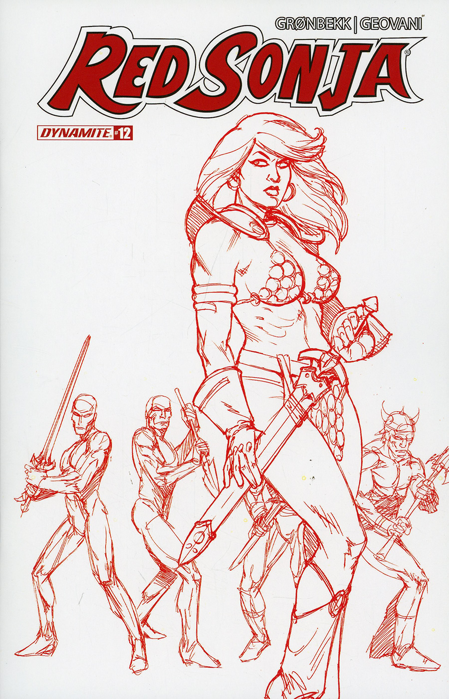 Red Sonja Vol 10 #12 Cover Q Incentive Joseph Michael Linsner Fiery Red Line Art Cover