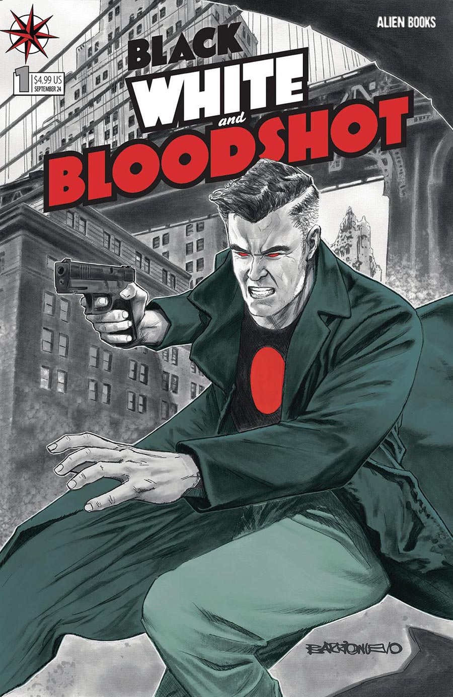 Black White & Bloodshot #1 Cover C Variant Al Barrionuevo Bat Homage Cover