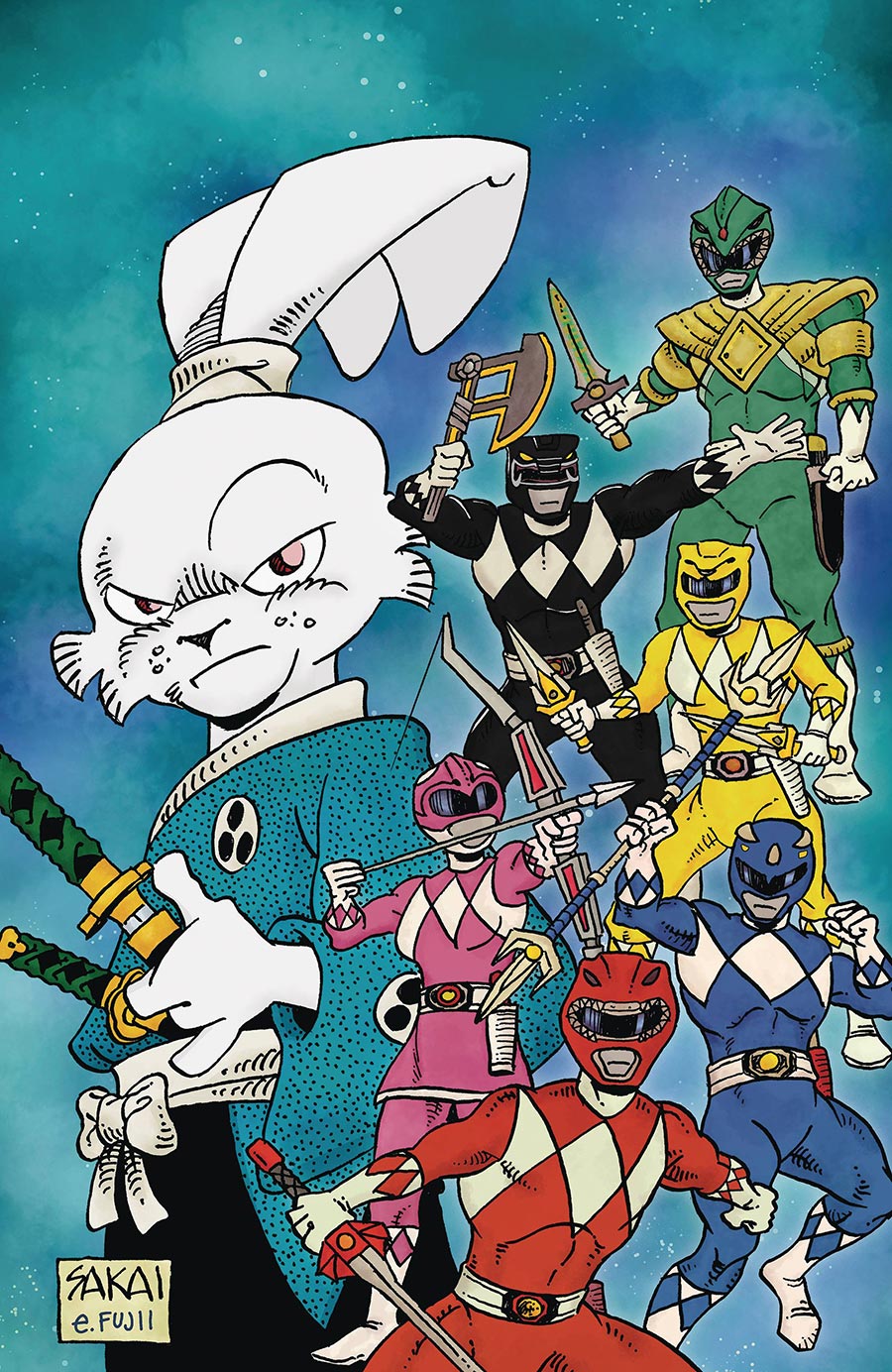 Mighty Morphin Power Rangers Usagi Yojimbo #1 (One Shot) Cover E Variant Stan Sakai & Emi Fujii Foil Cover