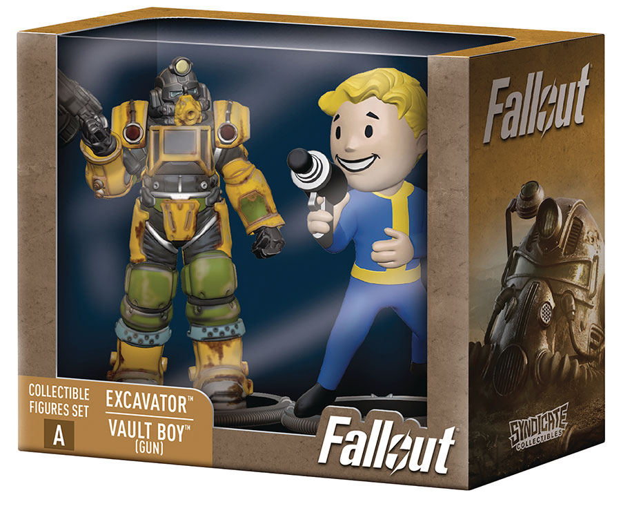 Fallout 2-Pack 3-Inch Figure Series 1 Deathclaw Build-A-Figure - Excavator & Vault Boy (Gun)