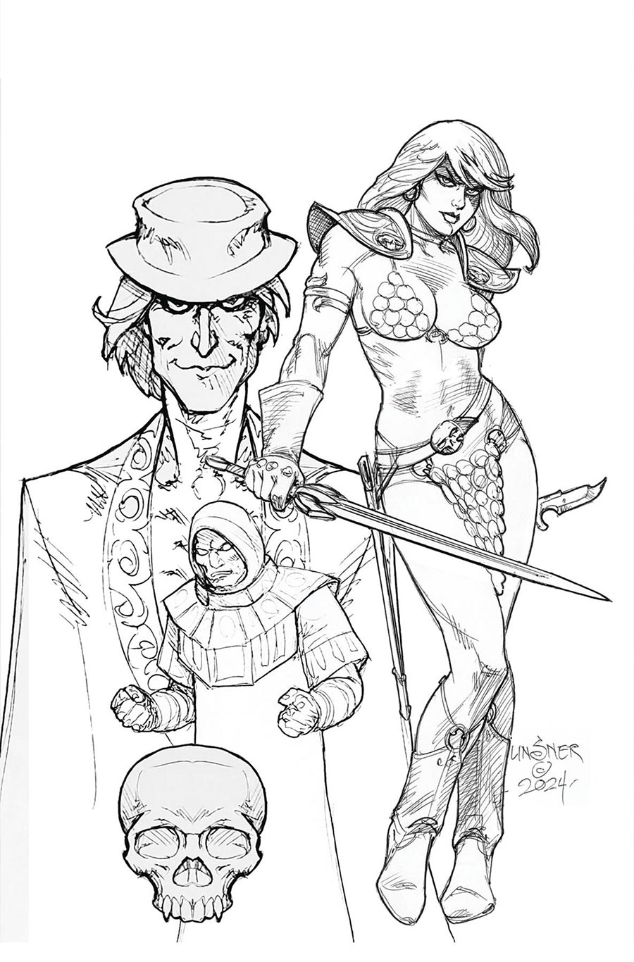 Red Sonja Death And The Devil #1 Cover O Incentive Joseph Michael Linsner Line Art Virgin Cover