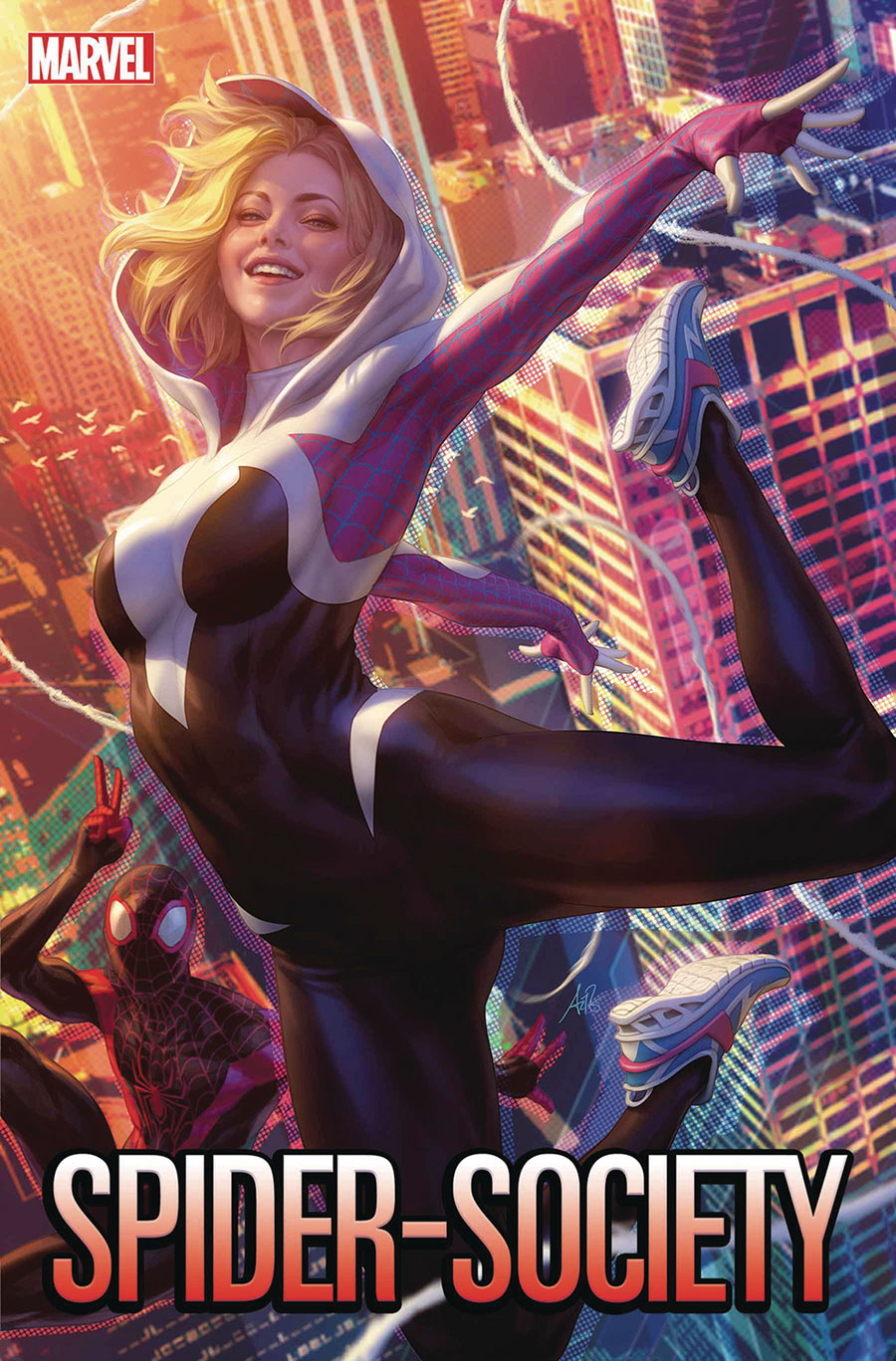 Spider-Society #1 Cover K DF Stanley Artgerm Lau Spider-Gwen Variant Cover Silver Signature Series Signed By Alex Segura