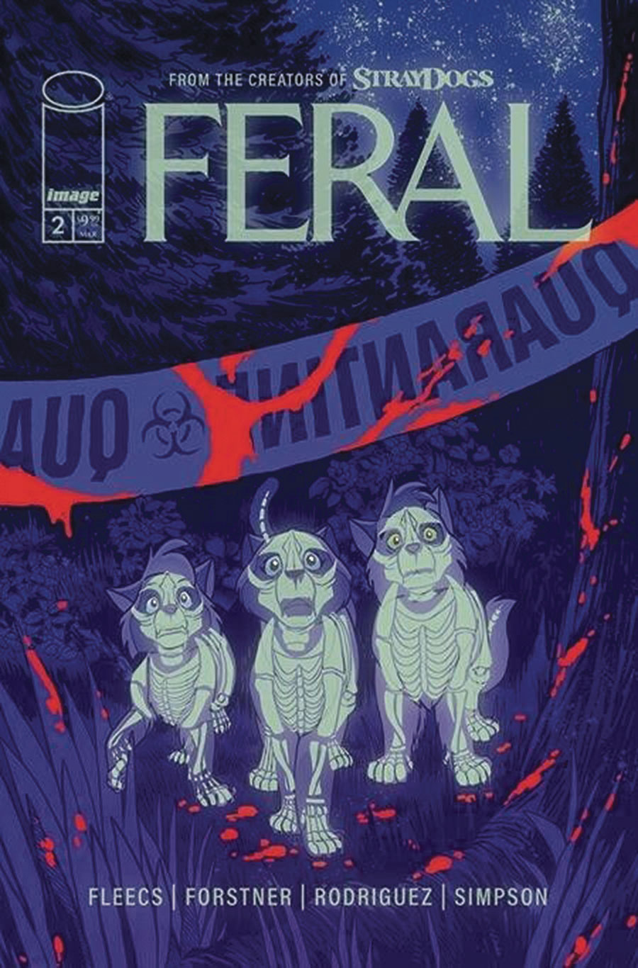 Feral #2 Cover F DF Glow-In-The-Dark Variant Cover Gold Signature Series Signed By Tony Fleecs