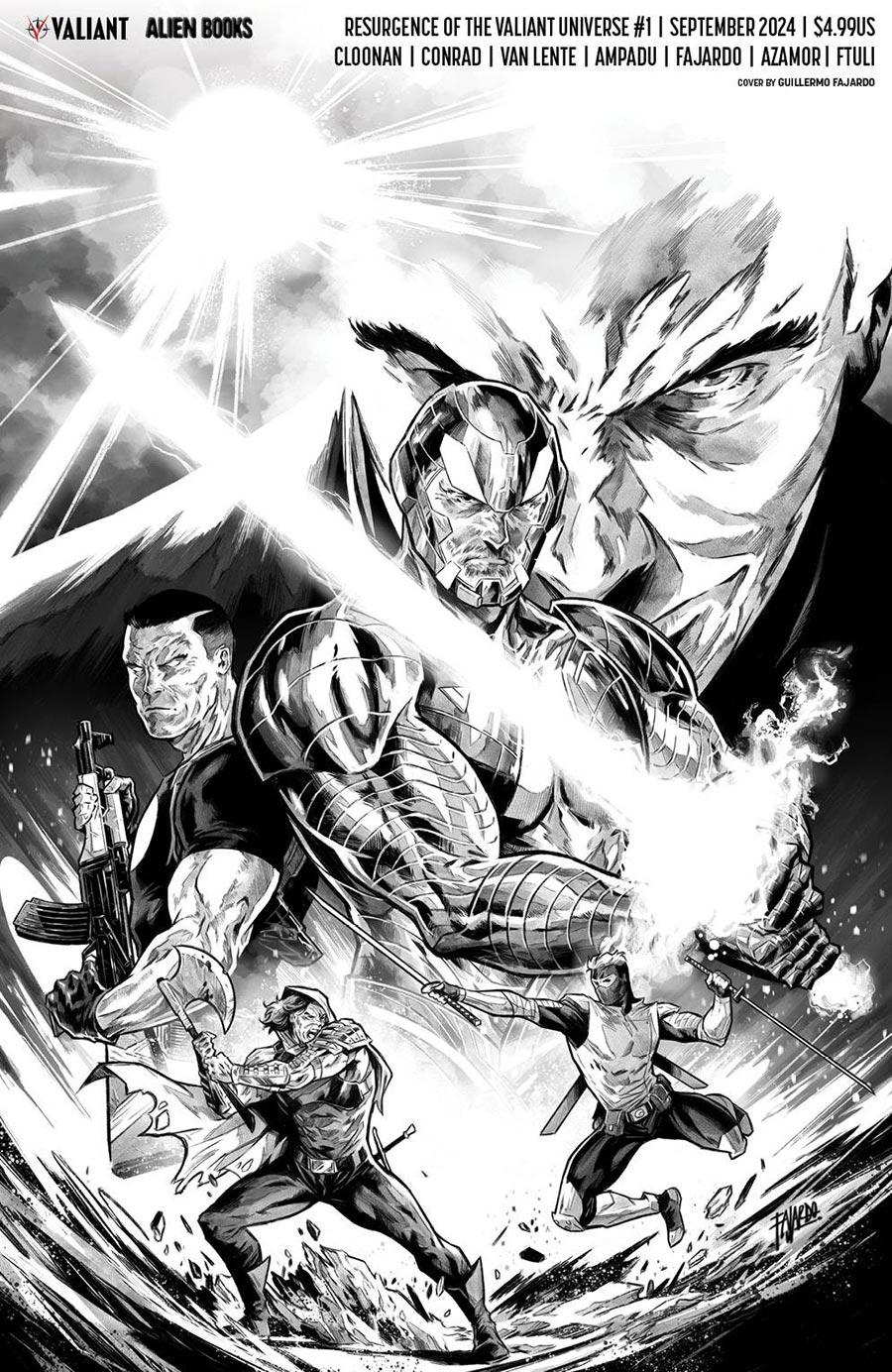 Resurgence Of The Valiant Universe #1 Cover H Incentive Guillermo Fajardo Black & White Virgin Cover