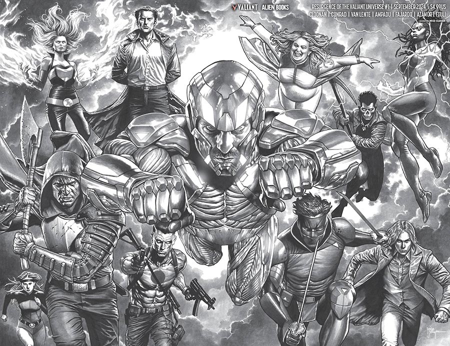 Resurgence Of The Valiant Universe #1 Cover I Incentive Mico Suayan Wraparound Black & White Variant Cover