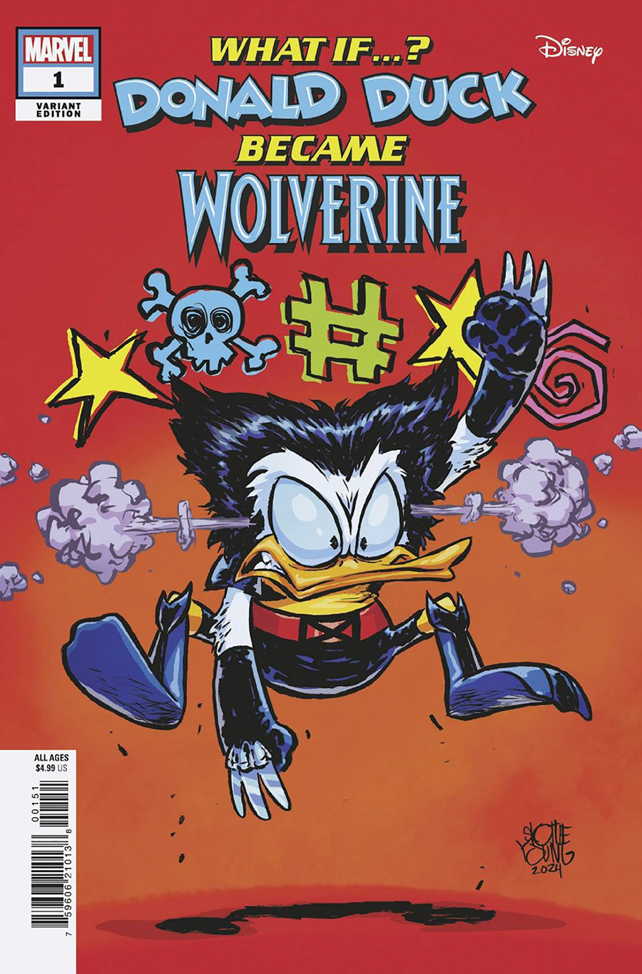 Marvel & Disney What If Donald Duck Became Wolverine #1 (One Shot) Cover E Variant Skottie Young Cover