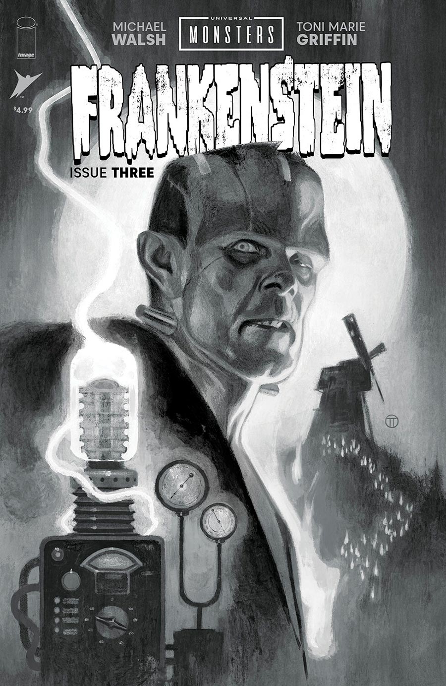 Universal Monsters Frankenstein #3 Cover D Incentive Julian Totino Tedesco Classic Horror Black & White Cover