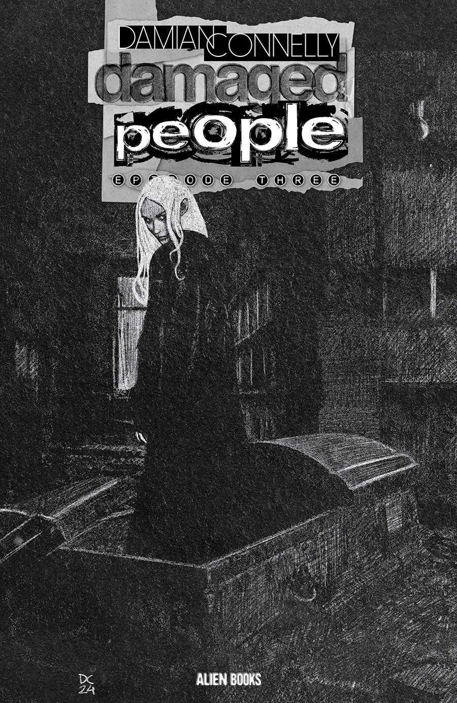 Damaged People #3 Cover B Variant Damian Connelly Black & White Cover