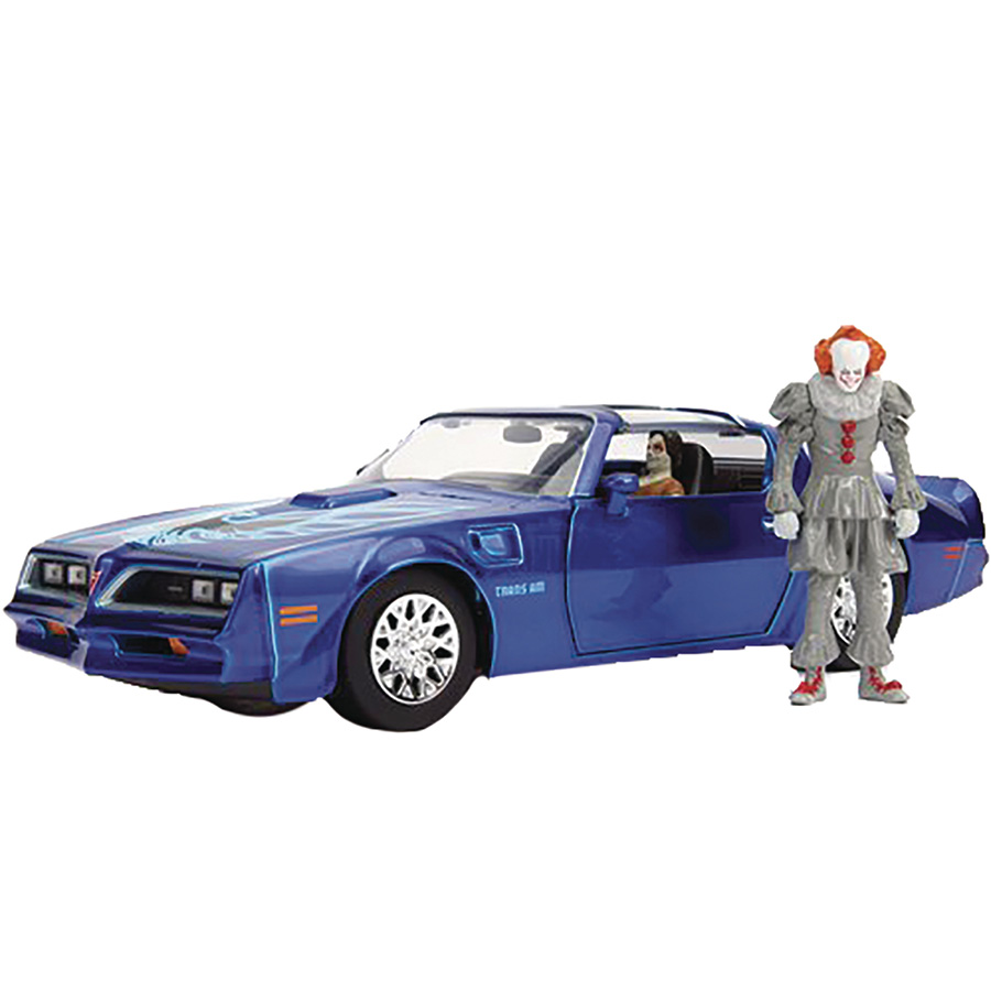 Hollywood Rides It 1977 Pontiac Firebird With Pennywise Figure 1/24 Scale Die-Cast Vehicle