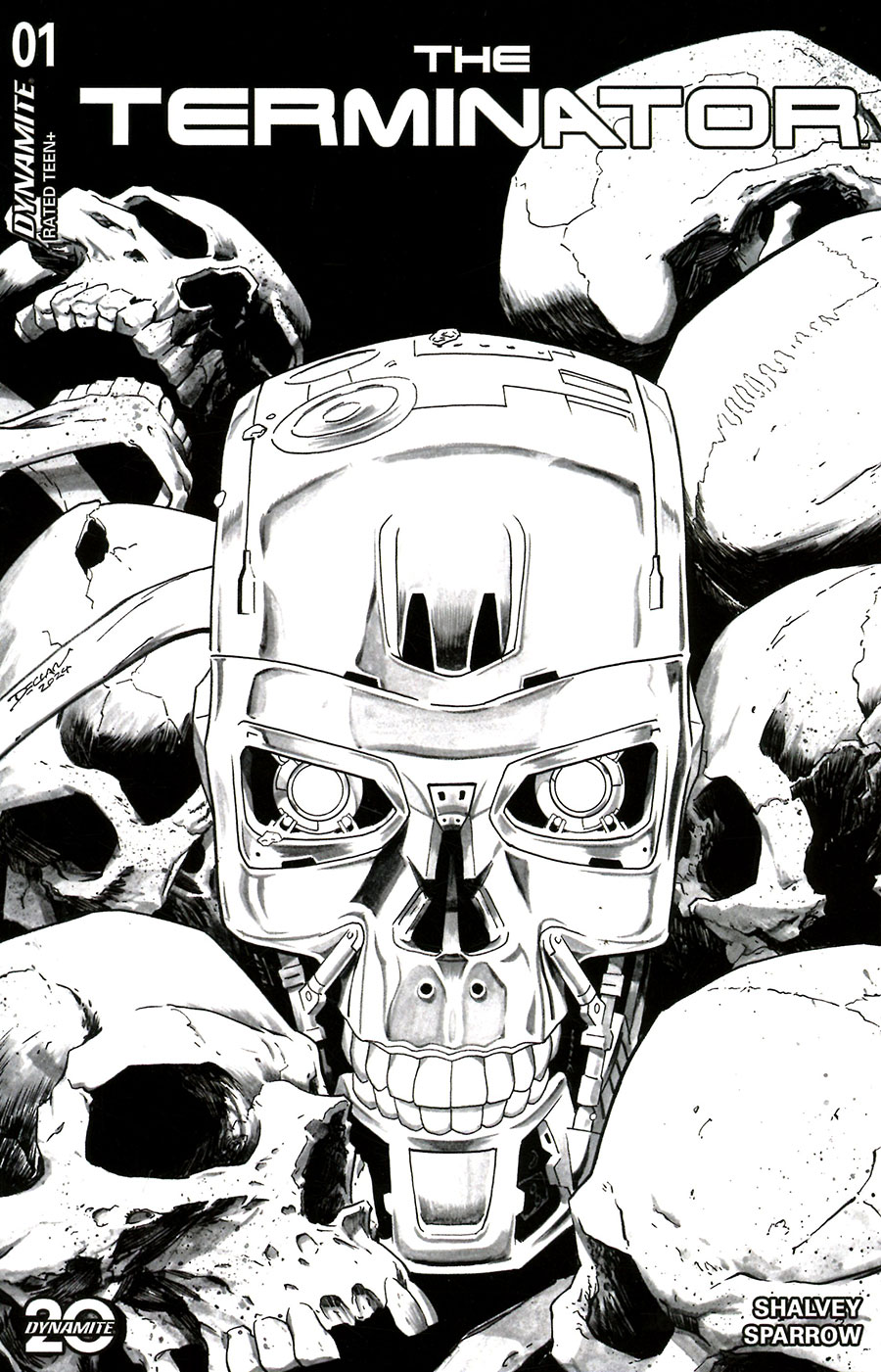 Terminator Vol 4 #1 Cover O Incentive Declan Shalvey Line Art Cover