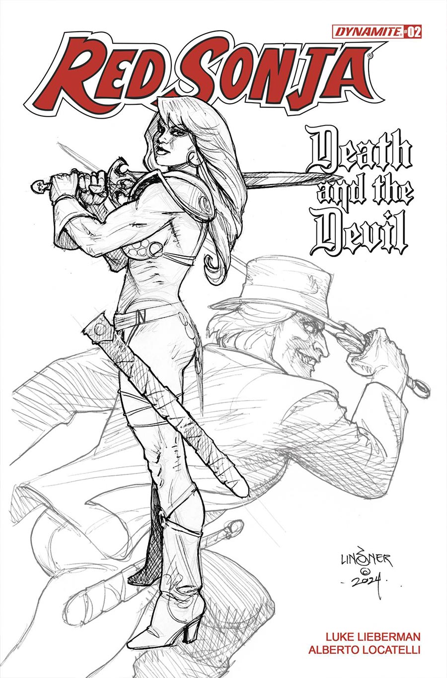 Red Sonja Death And The Devil #2 Cover H Incentive Joseph Michael Linsner Line Art Cover