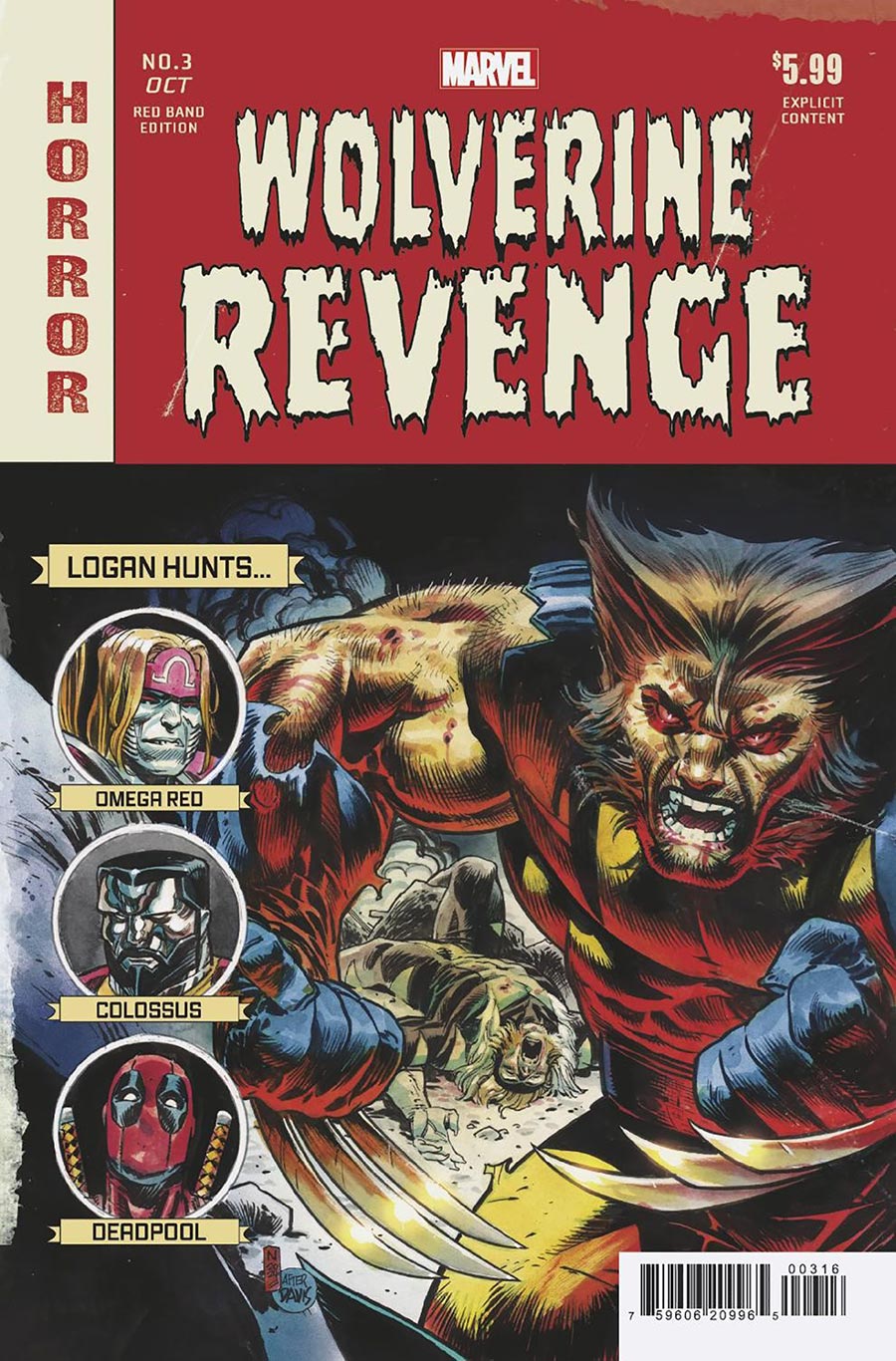 Wolverine Revenge Red Band Edition #3 Cover B Incentive Nic Klein Horror Homage Variant Cover With Polybag