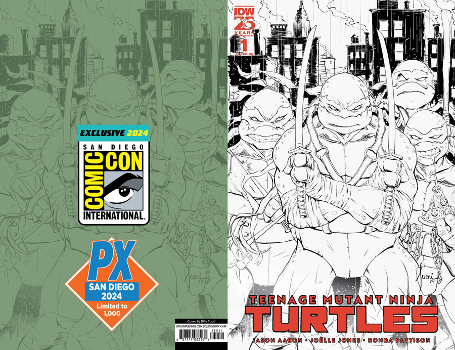 Teenage Mutant Ninja Turtles Vol 6 #1 Cover T SDCC 2024 Previews Exclusive Billy Tucci Black & White Variant Cover