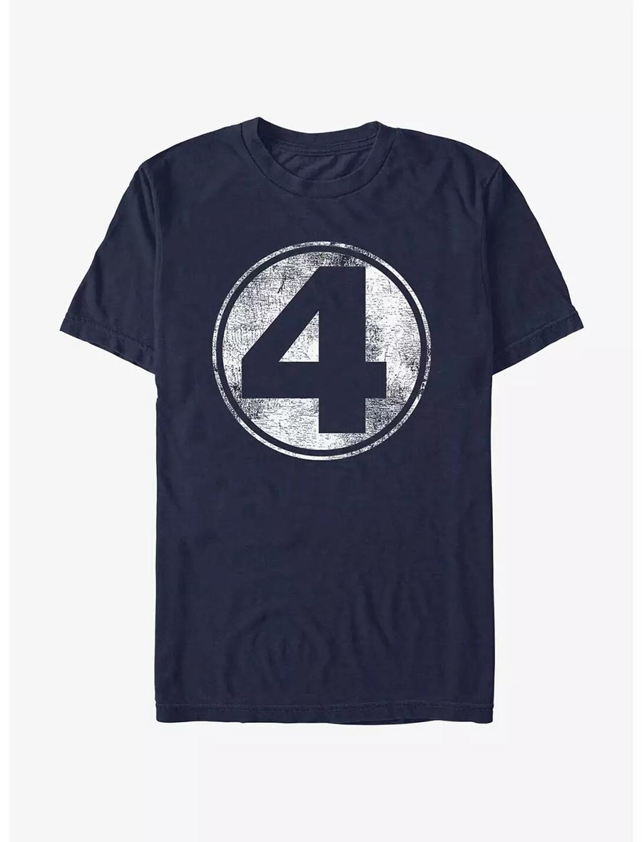 Marvel Fantastic Four Logo Navy Mens T-Shirt Large