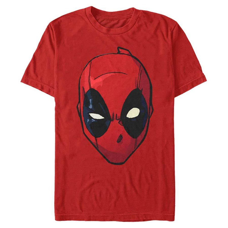 Marvel Deadpool Headshot Red Mens T-Shirt Large