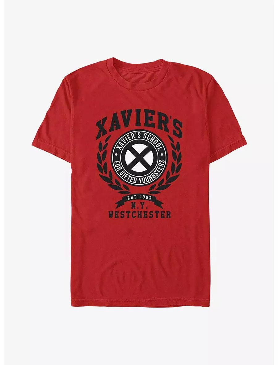 Marvel X-Men Xavier School Crest Red Mens T-Shirt Large