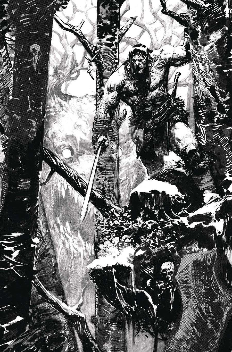 Conan The Barbarian Battle Of The Black Stone #1 Cover G Variant Gerardo Zaffino Black & White Cover