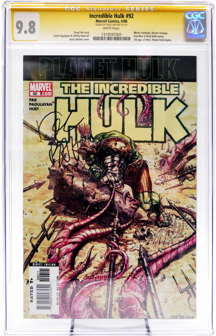 Incredible Hulk Vol 2 #92 Cover C Signed by Greg Pak CGC Signature Series 9.8