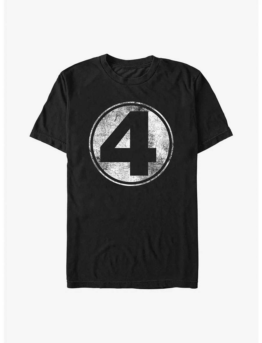 Marvel Fantastic Four Logo Black Mens T-Shirt Large