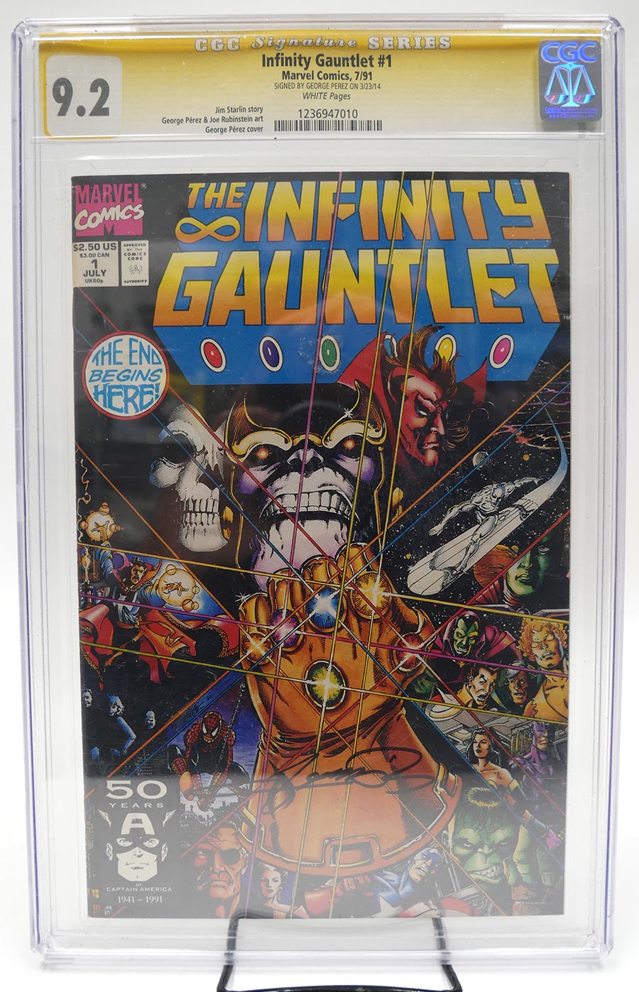 Infinity Gauntlet #1 Cover E CGC Signature Series 9.2 Signed by George Perez