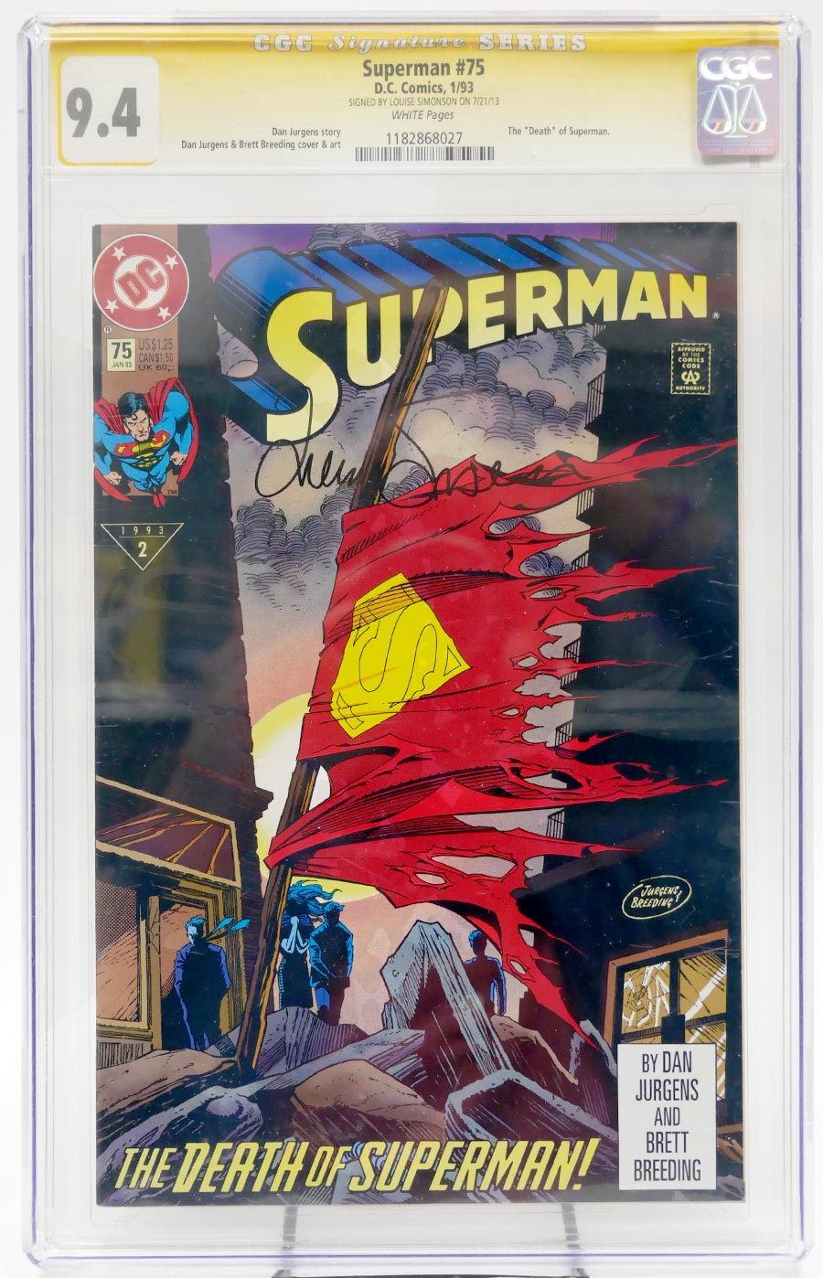 Superman Vol 2 #75 Cover Q CGC Signature Series 9.4 Signed by Louis Simonson Direct Sales Edition No UPC 1st Ptg