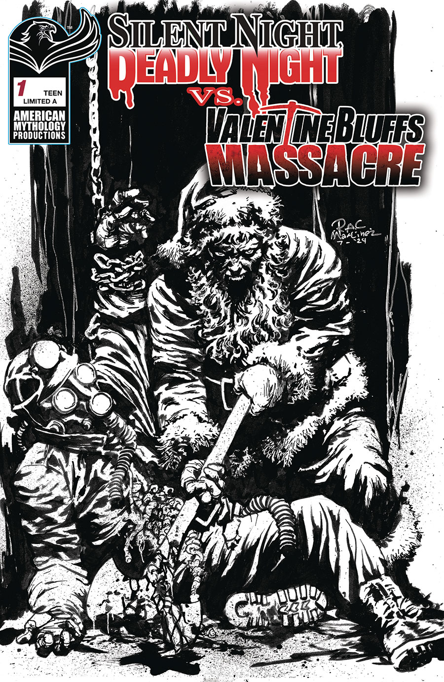 Silent Night Deadly Night vs Valentine Bluffs Massacre #1 Cover E Limited Edition Roy Allan Martinez A Black & White Cover