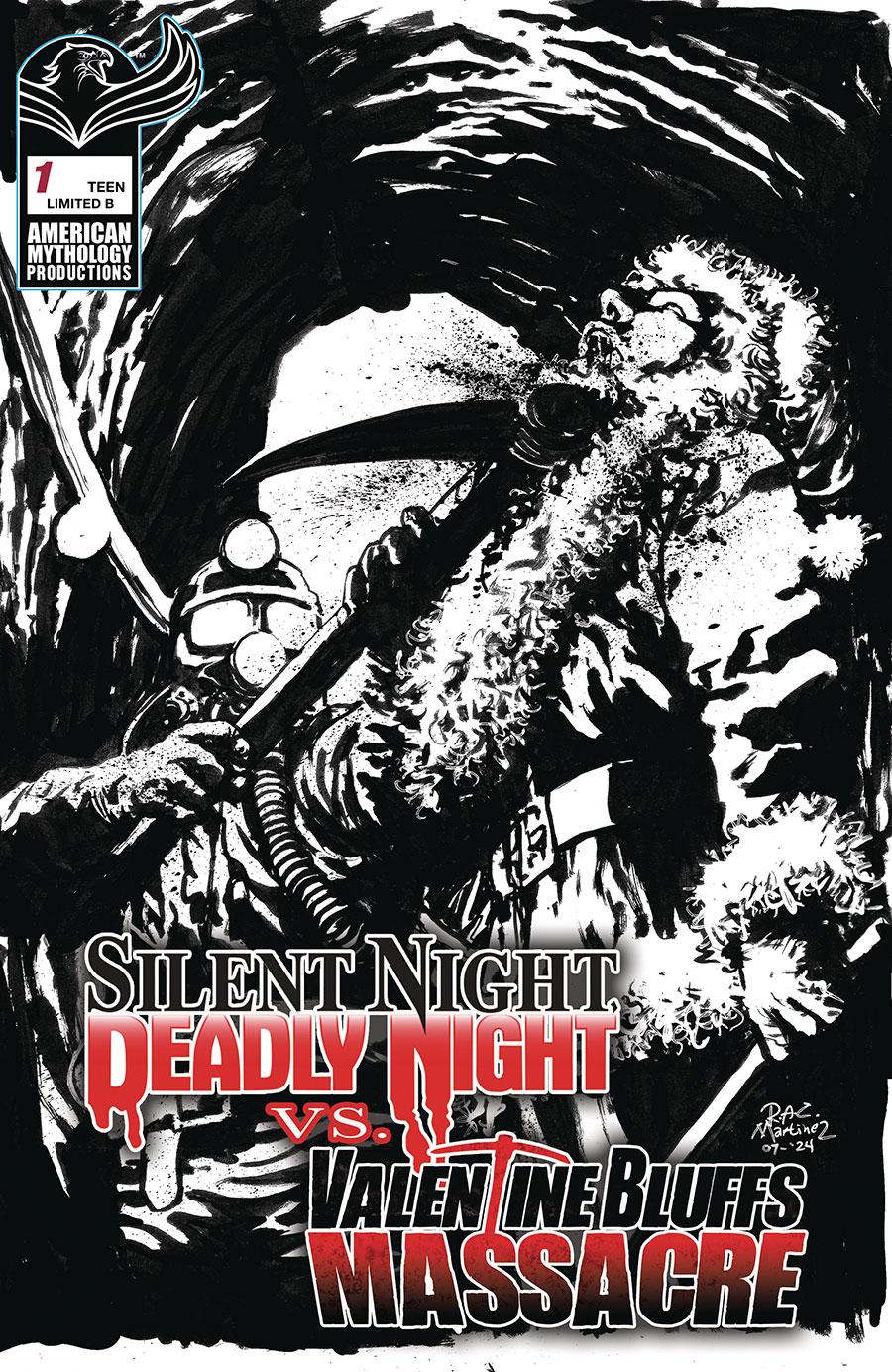 Silent Night Deadly Night vs Valentine Bluffs Massacre #1 Cover F Limited Edition Roy Allan Martinez B Black & White Cover