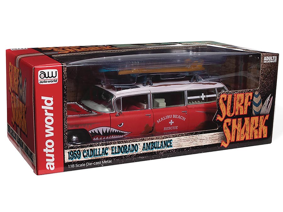 Auto World 1959 Cadillac Eldorado Ambulance Surf Shark 1/18 Scale Die-Cast Vehicle