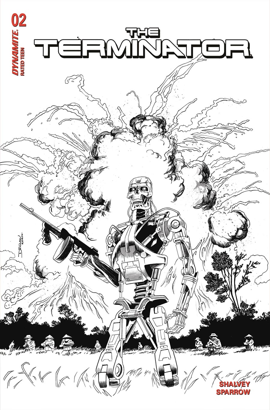 Terminator Vol 4 #2 Cover K Incentive Declan Shalvey Line Art Cover