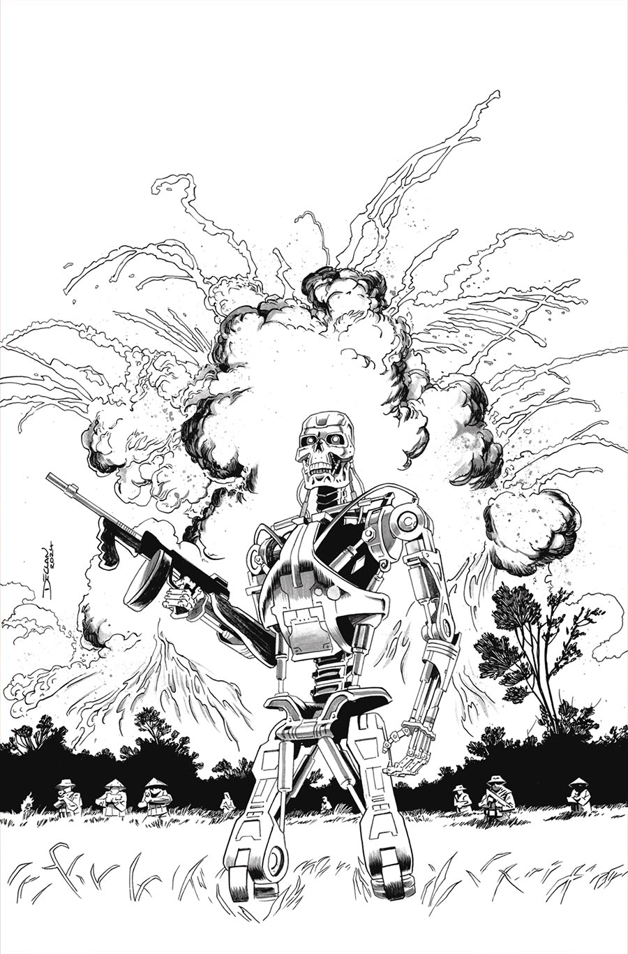 Terminator Vol 4 #2 Cover L Incentive Declan Shalvey Line Art Virgin Cover