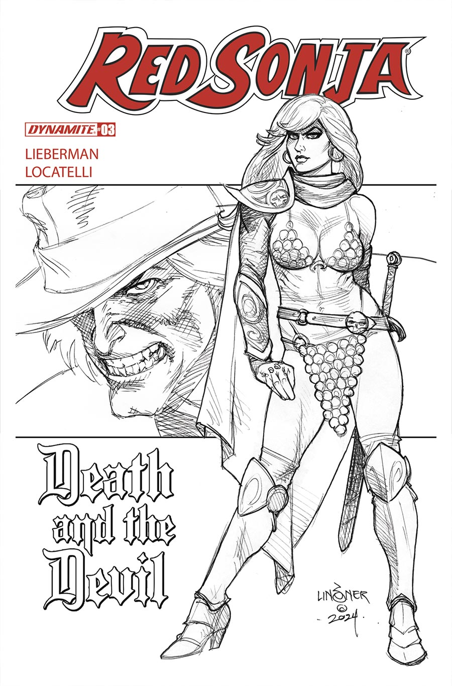 Red Sonja Death And The Devil #3 Cover H Incentive Joseph Michael Linsner Line Art Cover