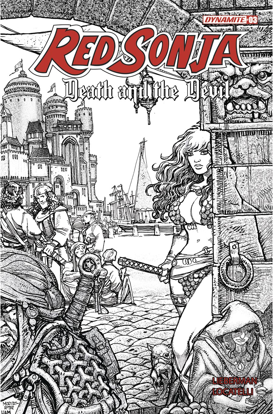 Red Sonja Death And The Devil #3 Cover I Incentive Moritat Black & White Cover