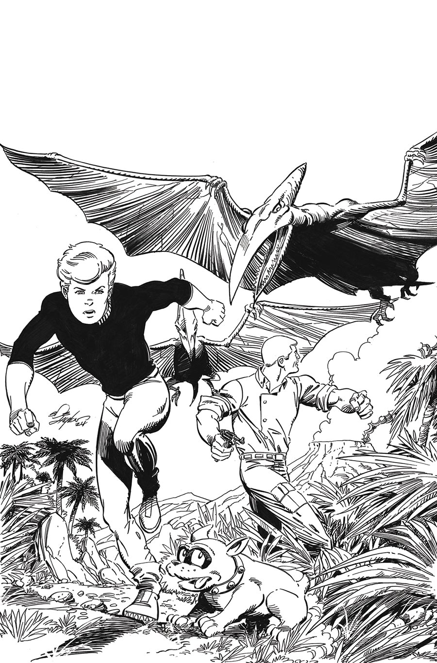 Jonny Quest Vol 2 #1 Cover Z-D Dynamite Com Exclusive Bob Layton Line Art Virgin Variant Cover