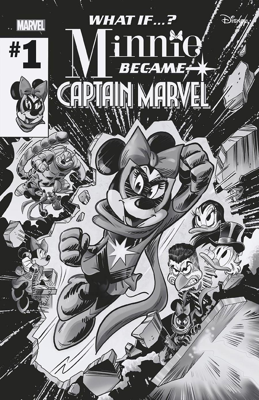 Marvel & Disney What If Minnie Became Captain Marvel #1 (One Shot) Cover G Incentive Giada Perissinotto Black & White Cover