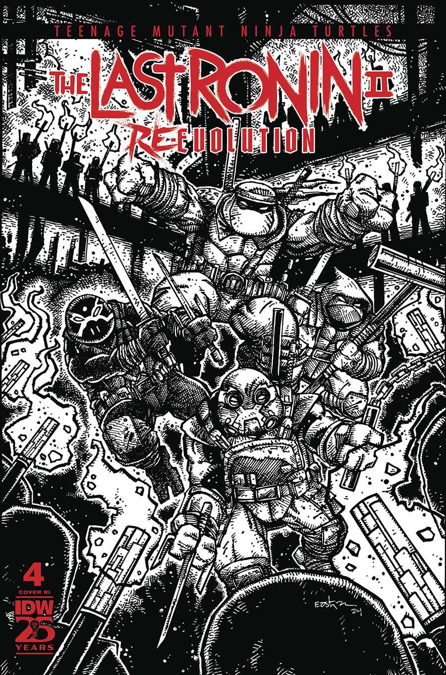 Teenage Mutant Ninja Turtles The Last Ronin II Re-Evolution #4 Cover G Incentive Kevin Eastman Black & White Cover