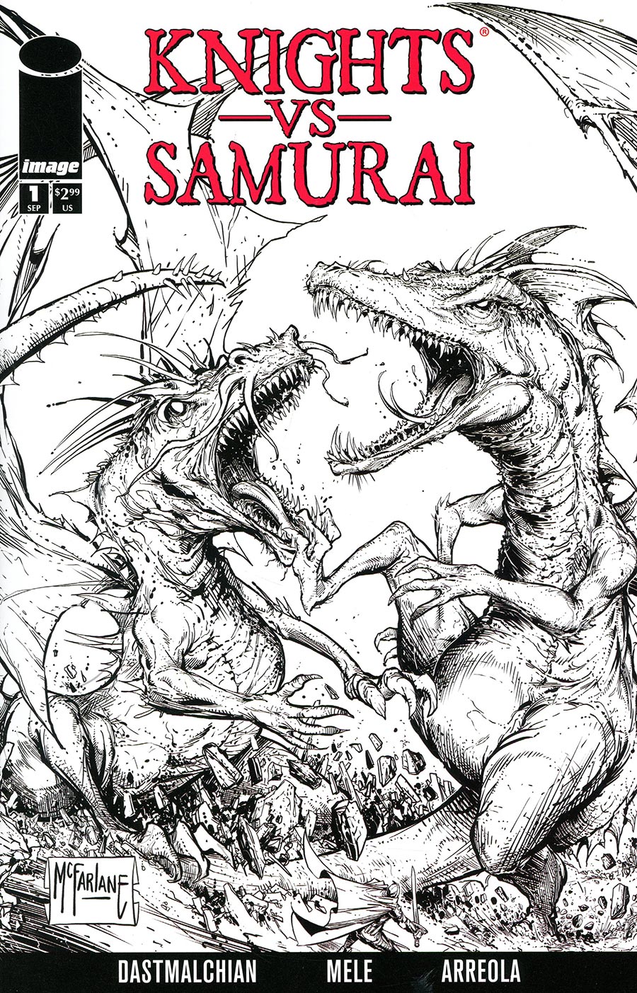 Knights vs Samurai #1 Cover C Variant Todd McFarlane Black & White Cover