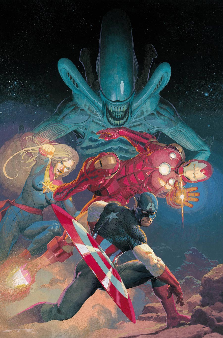 Aliens vs Avengers #1 Cover I 2nd Ptg Incentive Esad Ribic Virgin Variant Cover