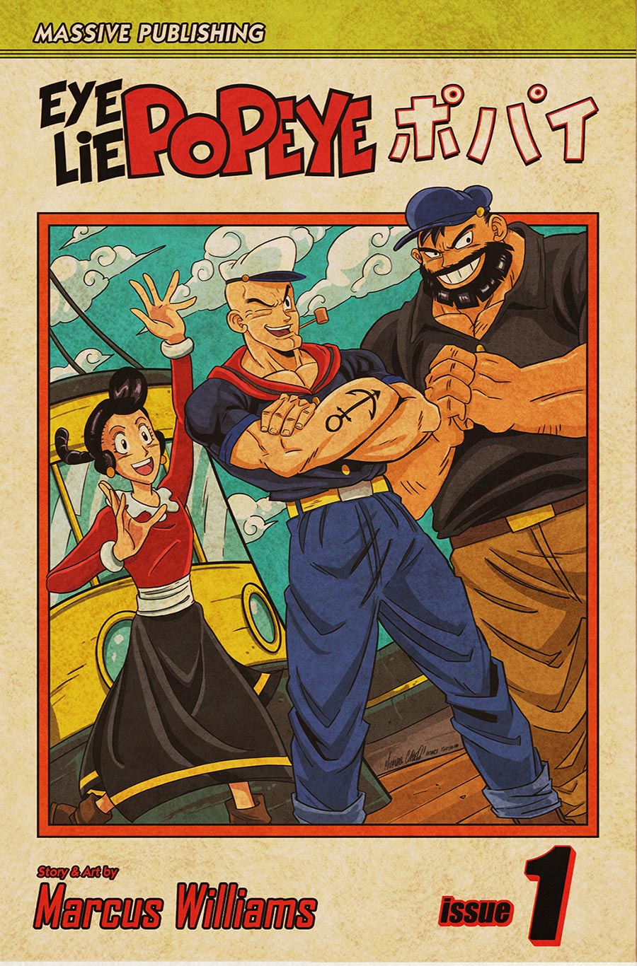 Eye Lie Popeye #1 Cover Q Massive Select Michael Calero Homage Deluxe Faux Leather Variant Cover