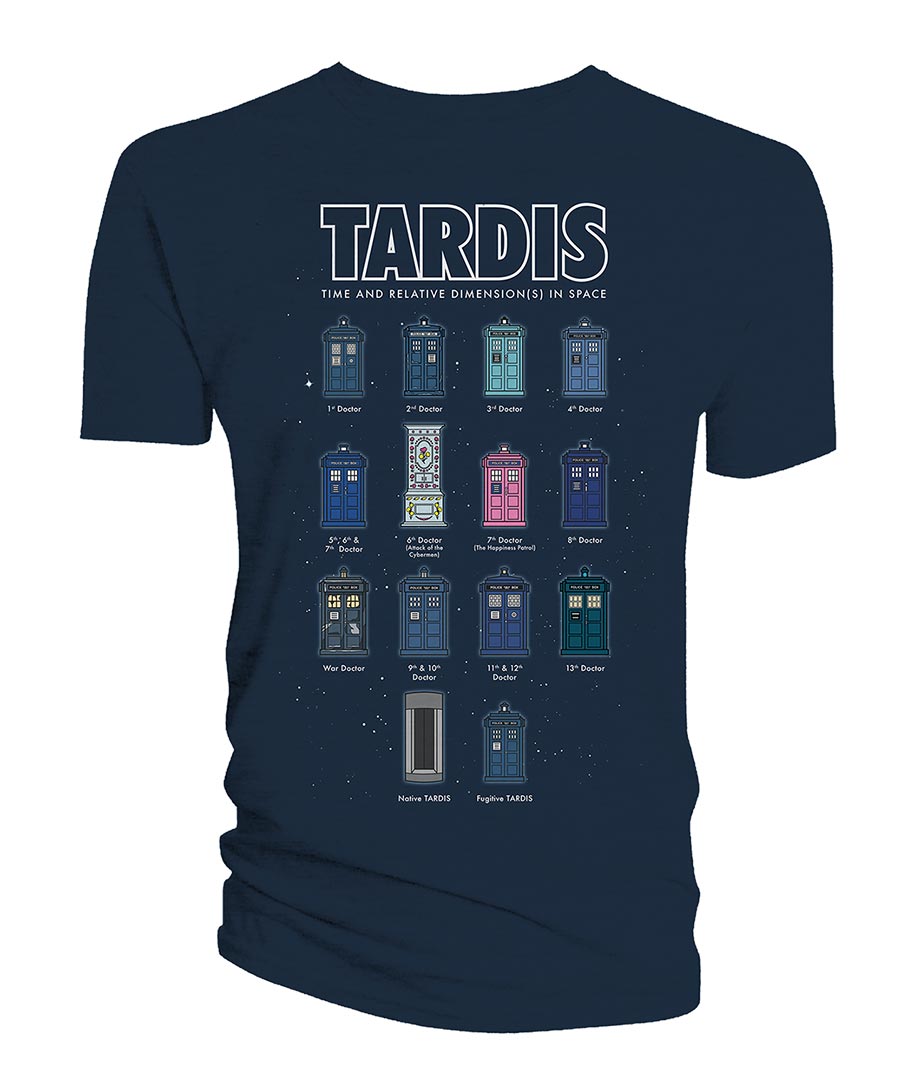 Doctor Who The TARDIS Celebration Blue T-Shirt Large