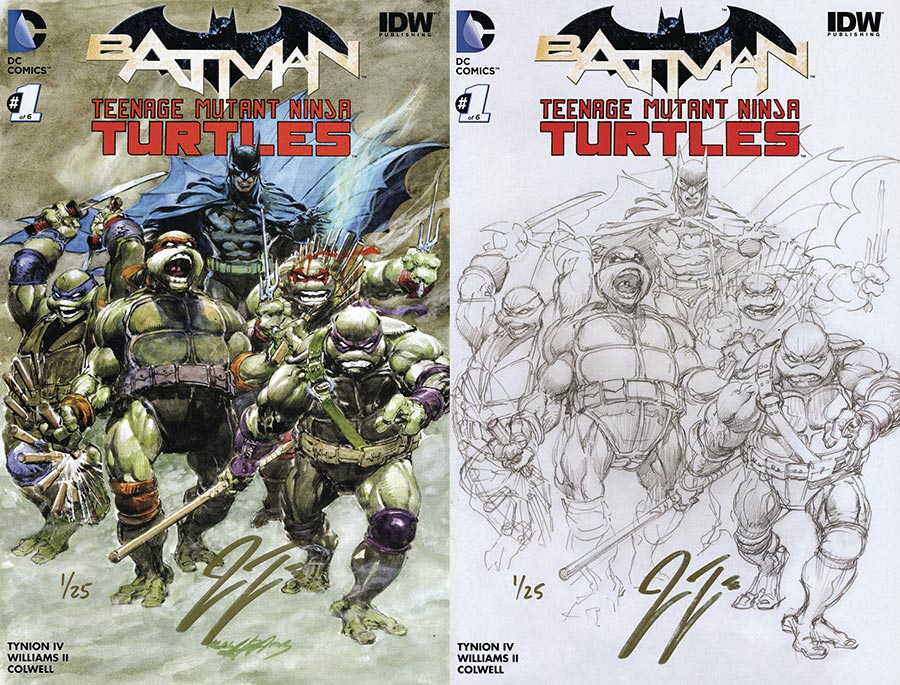 Batman Teenage Mutant Ninja Turtles #1 DF Exclusive Golf Signature Series Signed & Unsigned Set