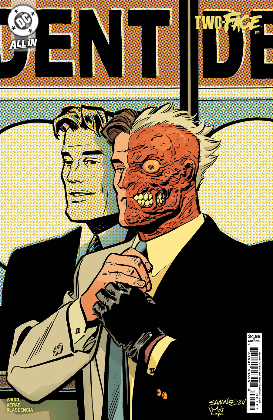 Two-Face #1 Cover C Variant Chris Samnee Card Stock Cover (DC All In)