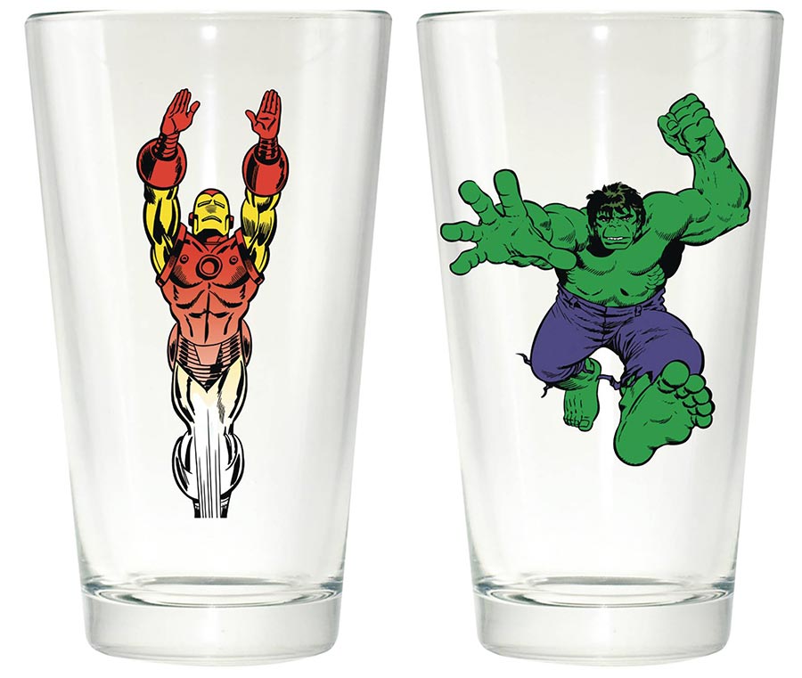 Marvel Comics Hulk & Iron Man Clear Pint Glass