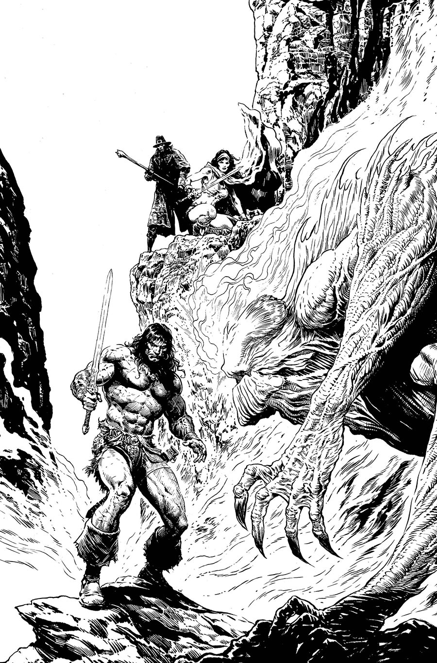 Conan The Barbarian Battle Of The Black Stone #3 Cover D Variant Liam Sharp Black & White Virgin Cover