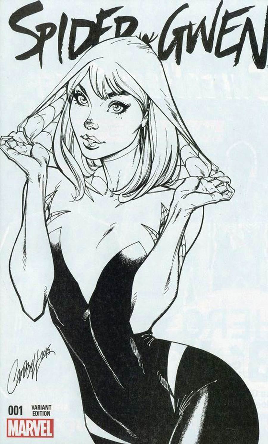 Spider-Gwen #1 Cover U J Scott Campbell Black And White Variant Cover